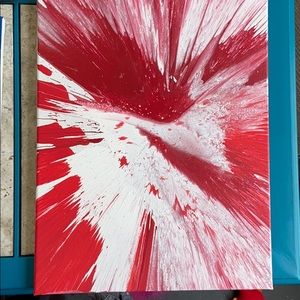 Red and white spin art